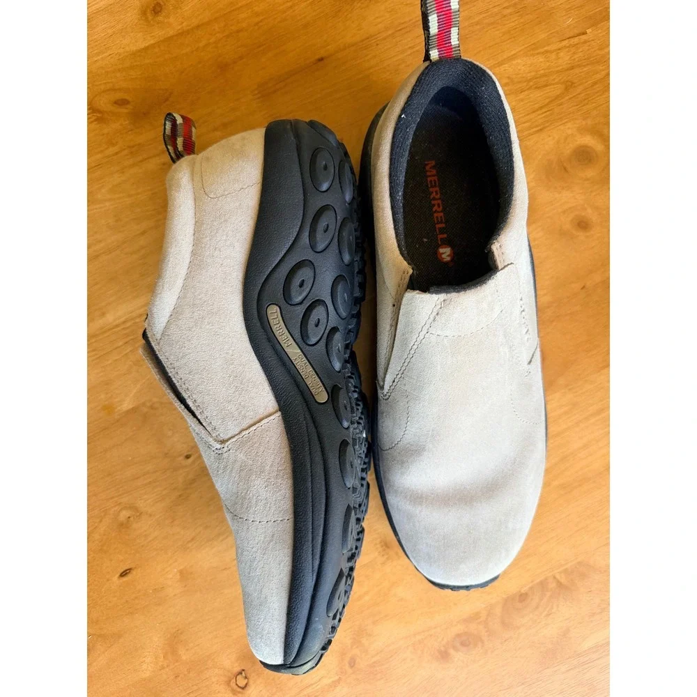 Merrell Mens Jungle Moc Taupe Grey Suede Slip On Shoes J60801 Size 9.5